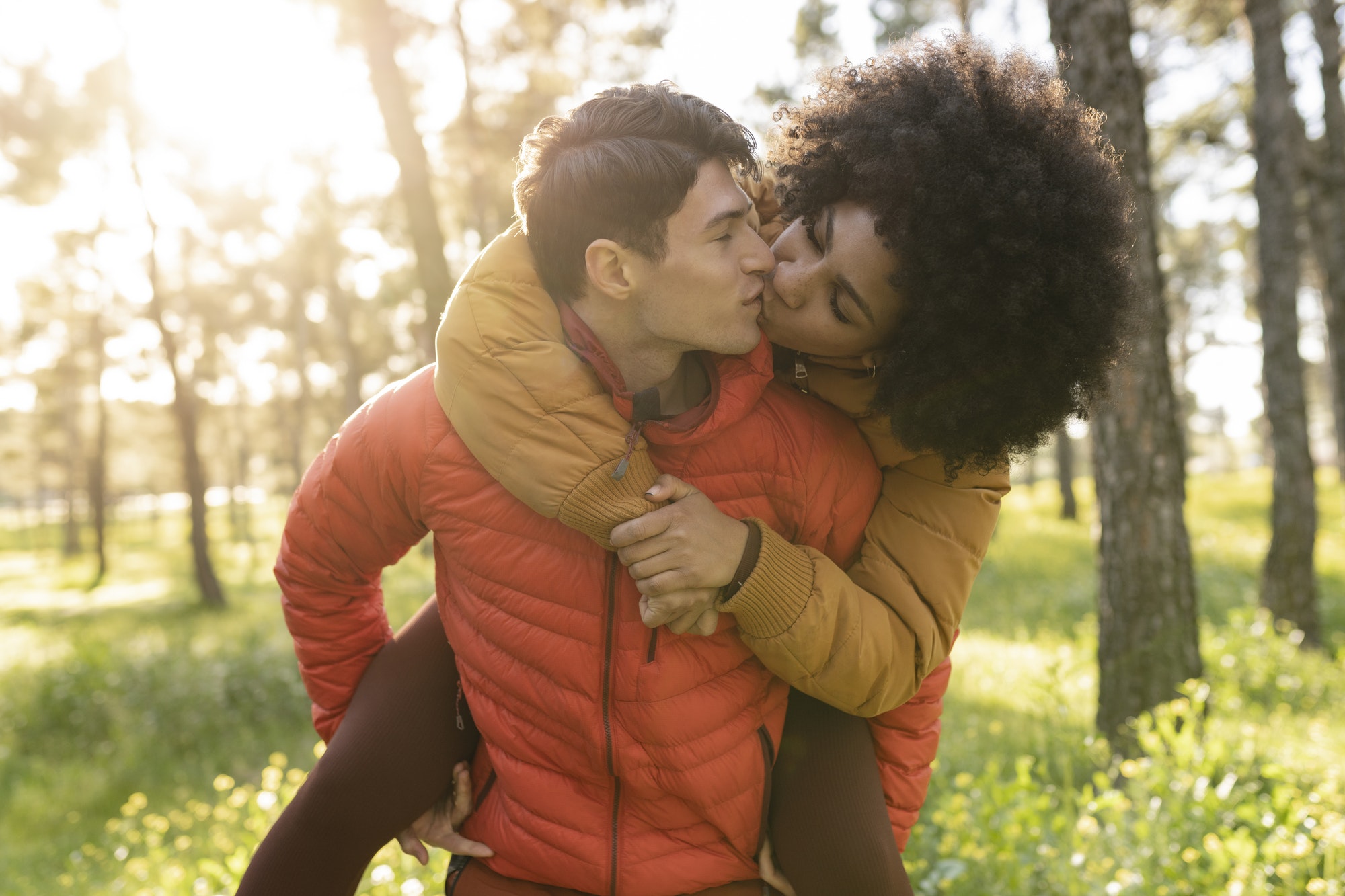 Multiracial couple outdoors